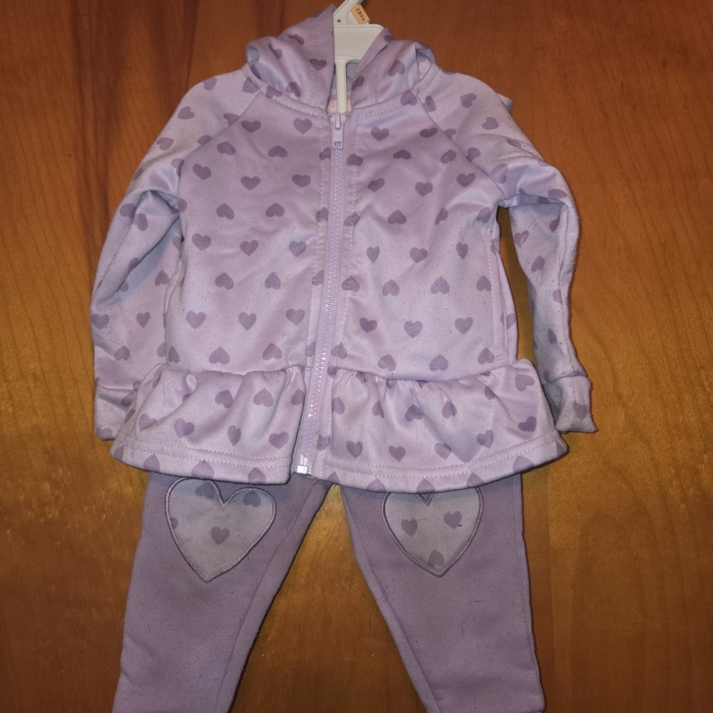 Jumping Beans Lavender Heart Hoodie Set